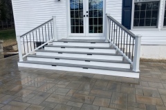 Lit Stairway and new stone patio